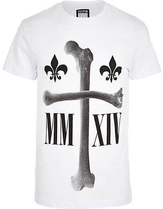 River Island MensWhite Systvm cross bone print t-shirt