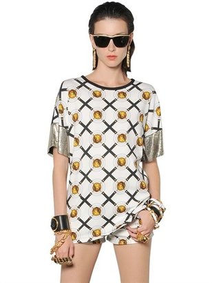 Versus Printed Cotton Jersey & Chainmail Top