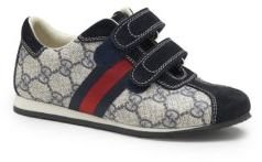 Gucci Kid's Double-Strap Fabric Sneakers