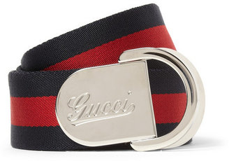 Gucci 4cm Striped Canvas Belt