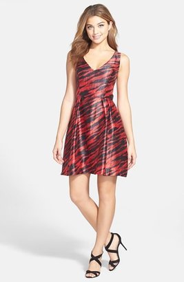 French Connection 'Siberia' Print Satin Fit & Flare Dress