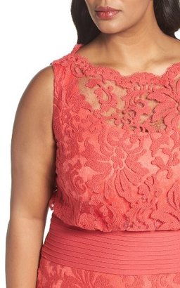 Tadashi Shoji Plus Size Women's Embroidered Lace Blouson Dress