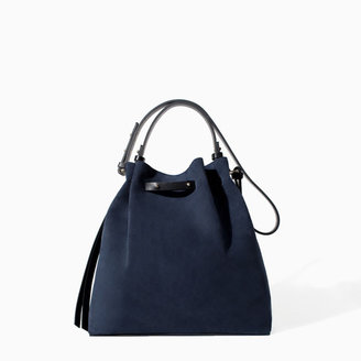 Zara 29489 Coloured Leather And Suede Bucket Bag