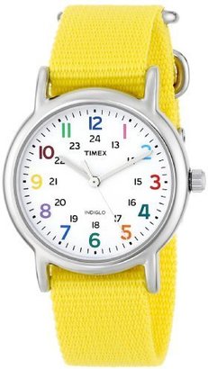Timex Woman's T2P369 Weekender Yellow Slip-Thru Nylon Strap Watch