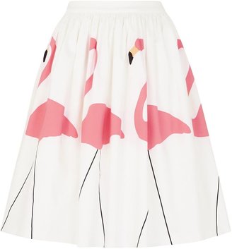 Alice + Olivia Hale flamingo print flared skirt