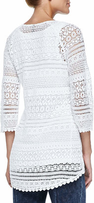 XCVI Delaney Crochet 3/4-Sleeve Top, White, Plus Size