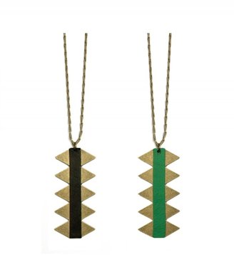 Satine reversible leather long necklace - black & green
