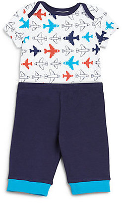 Offspring Infant's Three-Piece Airplanes & Stripes Reversible Hoodie, Bodysuit & Pants Set