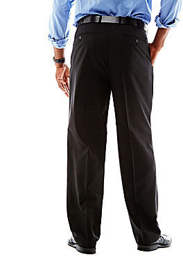 JCPenney Stafford Travel Flat-Front Trousers - Portly