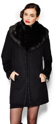 Betsey Johnson Reversible Jacket With Removable Faux Fur Collar
