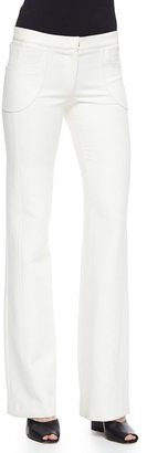 Derek Lam Front-Pocket Flare-Leg Trouser, White