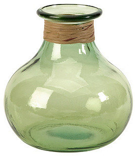 9" Angelico Recycled Glass Vase, Green