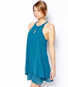 Love Cami Swing Dress with Keyhole - Teal