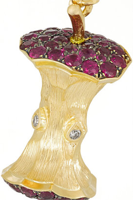 Aurélie Bidermann Fine Jewelry 18-karat gold, ruby and diamond apple core charm