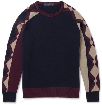 Etro Contrast-Sleeve Wool and Cashmere-Blend Sweater