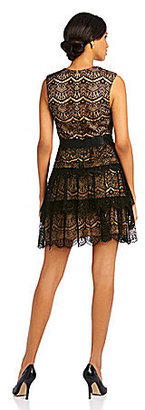 GUESS Tiered Lace Fit-and-Flare Dress