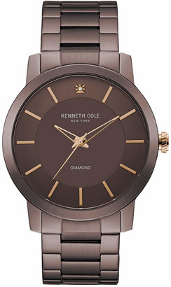 Kenneth Cole New York Men's Diamond Accent Brown Ion-Plated Stainless Steel Bracelet Watch 44mm KC9287