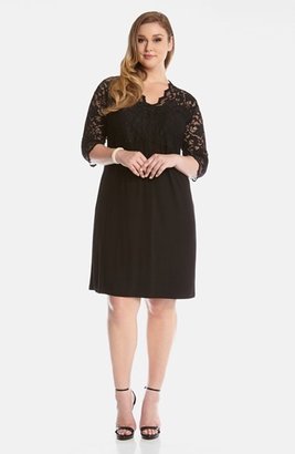 Karen Kane Lace Bodice Jersey Dress (Plus Size)