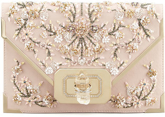 Marchesa Valentina Floral Beaded Envelope Clutch Bag, Pink/Multi
