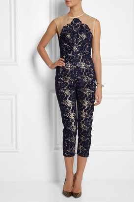 Lover Courtney guipure lace and twill jumpsuit