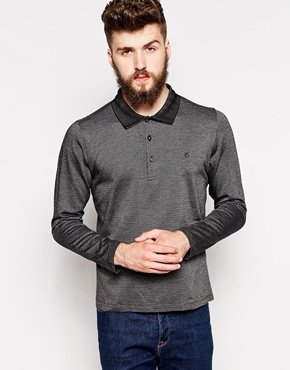 Peter Werth Long Sleeve Polo Shirt With Contrast Collar
