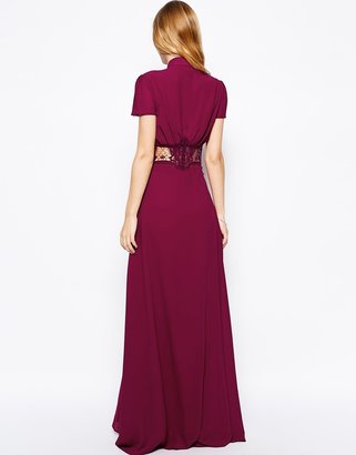 Jarlo Kelly Maxi Dress With Cap Sleeve and Lace Insert