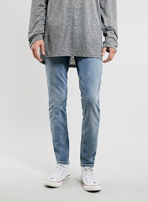 Topman Mid To Light Wash Stretch Skinny Jeans