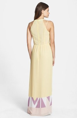 French Connection Print V-Neck Pleat Maxi Dress