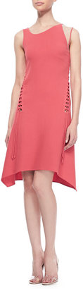 Ralph Rucci Sleeveless Lace-Up Dress, Coral