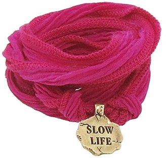 Catherine Michiels Slow Life Bronze Charm & Silk Bracelet Wrap