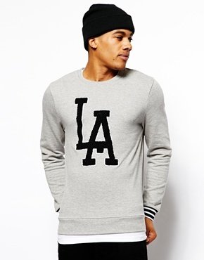 ASOS Sweatshirt With LA Embroidery - Grey