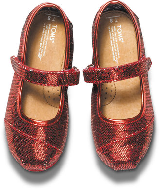 Toms Red Glitter Tiny Mary Janes