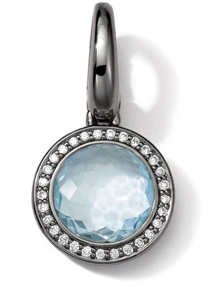 Ippolita Black Sterling Silver Light Blue Topaz & Diamond Lollipop Charm