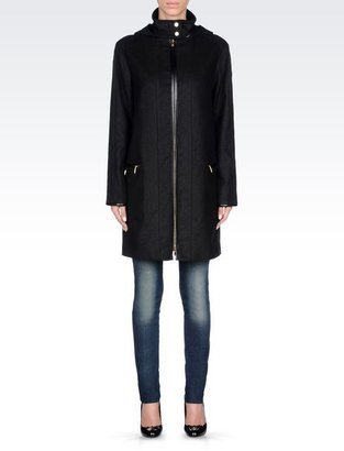Armani Jeans Hooded Coat In Broadcloth