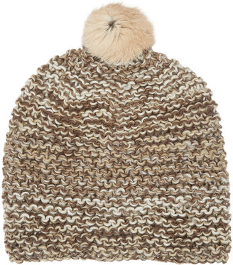 Hat Attack Fur Pompom Slouchy Hat