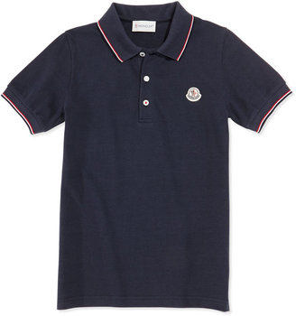 Moncler Tipped Logo Polo, Navy, Baby Boys' 3-24 Months
