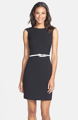 Marc New York 1609 Marc New York by Andrew Marc Belted Stretch Sheath Dress