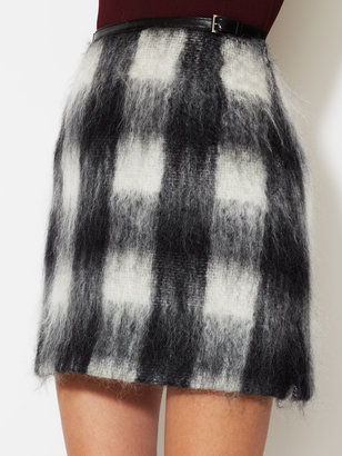 Prada Leather Trimmed Mohair Skirt