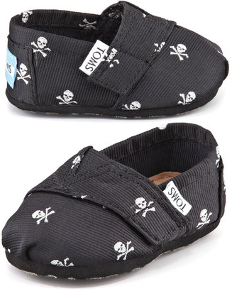 Toms Tiny Skull-Print Slip-On Shoes, Black