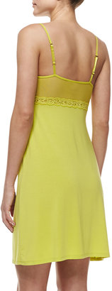 Josie Feathers Lace-Back Chemise, Chartreuse