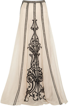 Temperley London Crivelli embellished embroidered silk-organza maxi skirt