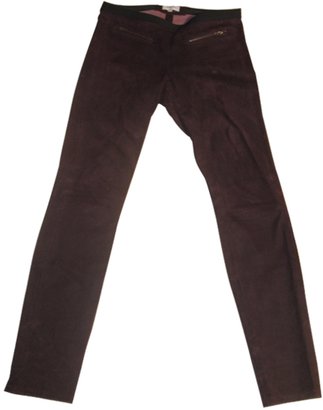 Helmut Lang Burgundy Leather Trousers