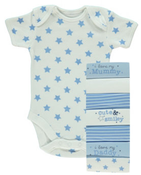 George 7 Pack Assorted Short Sleeve Bodysuits - Baby Blue