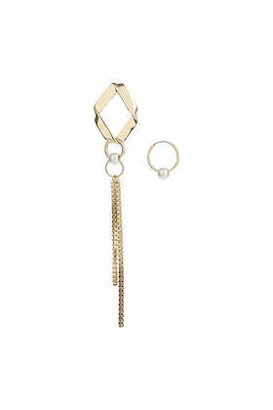 Topshop Womens Mismatched Hoop and Drop Earrings - Cream