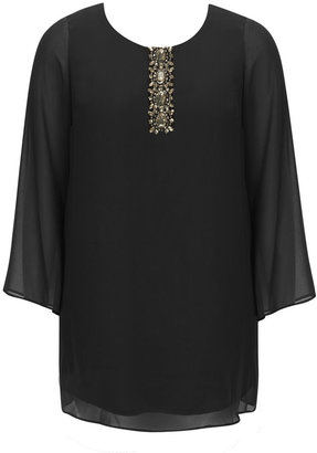 Wallis Plus Size Black Embellished Kaftan