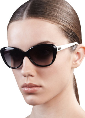 Kate Spade Angelique Cat-Eye Sunglasses, Black/Cream