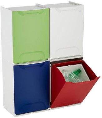 Container Store Drop-Front Recycle Bin Blue