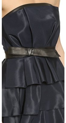 Rebecca Taylor Ruffle Dress with Leather Trim