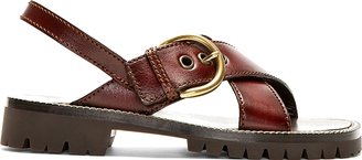 Marc Jacobs Maroon Leather Menswear-Inspired Sandals
