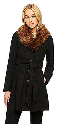 Steve Madden Faux-Fur-Collar Fit-and-Flare Coat